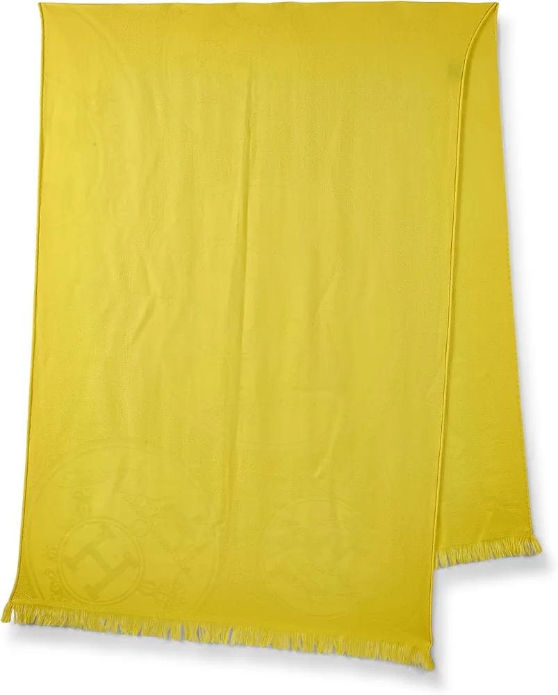 Authentic Chanel pre-loved yellow cashmere shawl in timeless luxury style