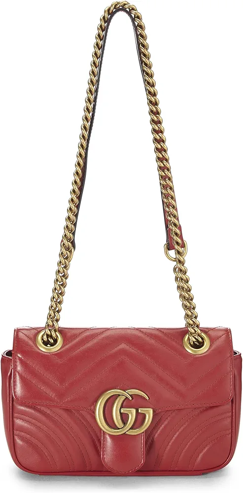 Gucci pre-owned red leather GG Marmont small shoulder bag