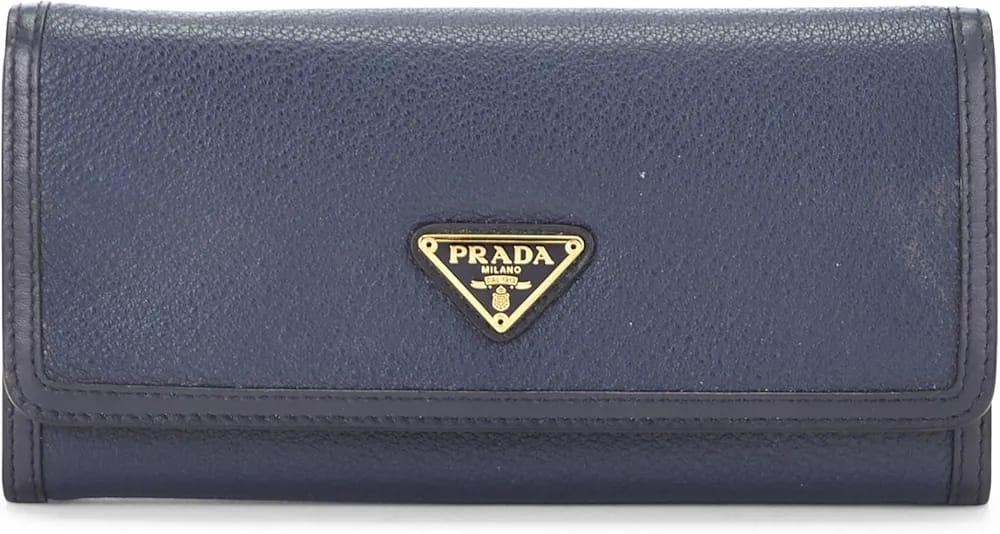 Prada Pre-Loved Navy Leather Continental Wallet